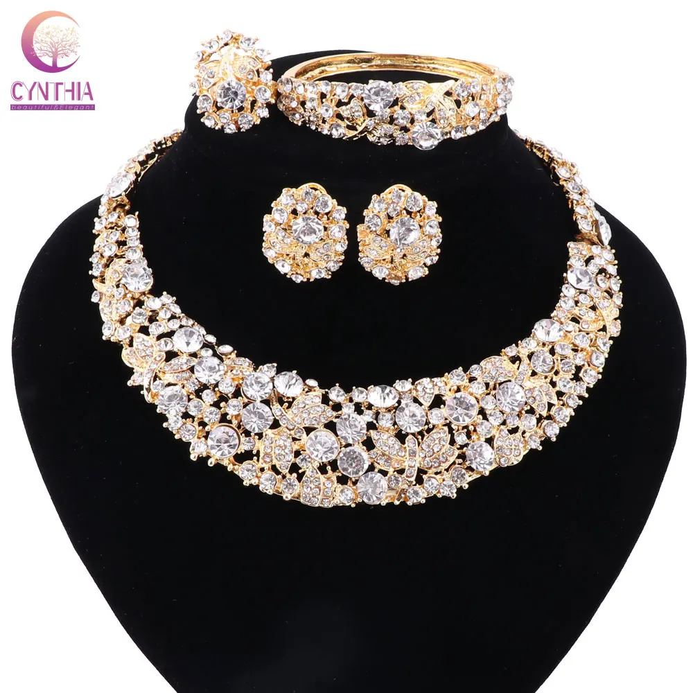 Women Gold color boho crystal jewelry sets with earrings Direct Selling