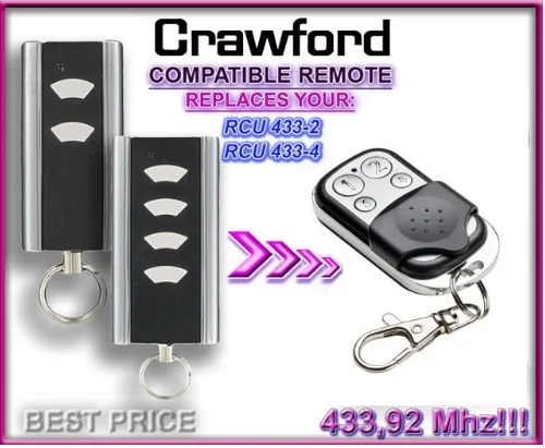 

CRAWFORD RCU 433-2 RCU 433-4 Compatoble Gate Door Opener Hand Remote Control/Transmitter 433.9Mhz