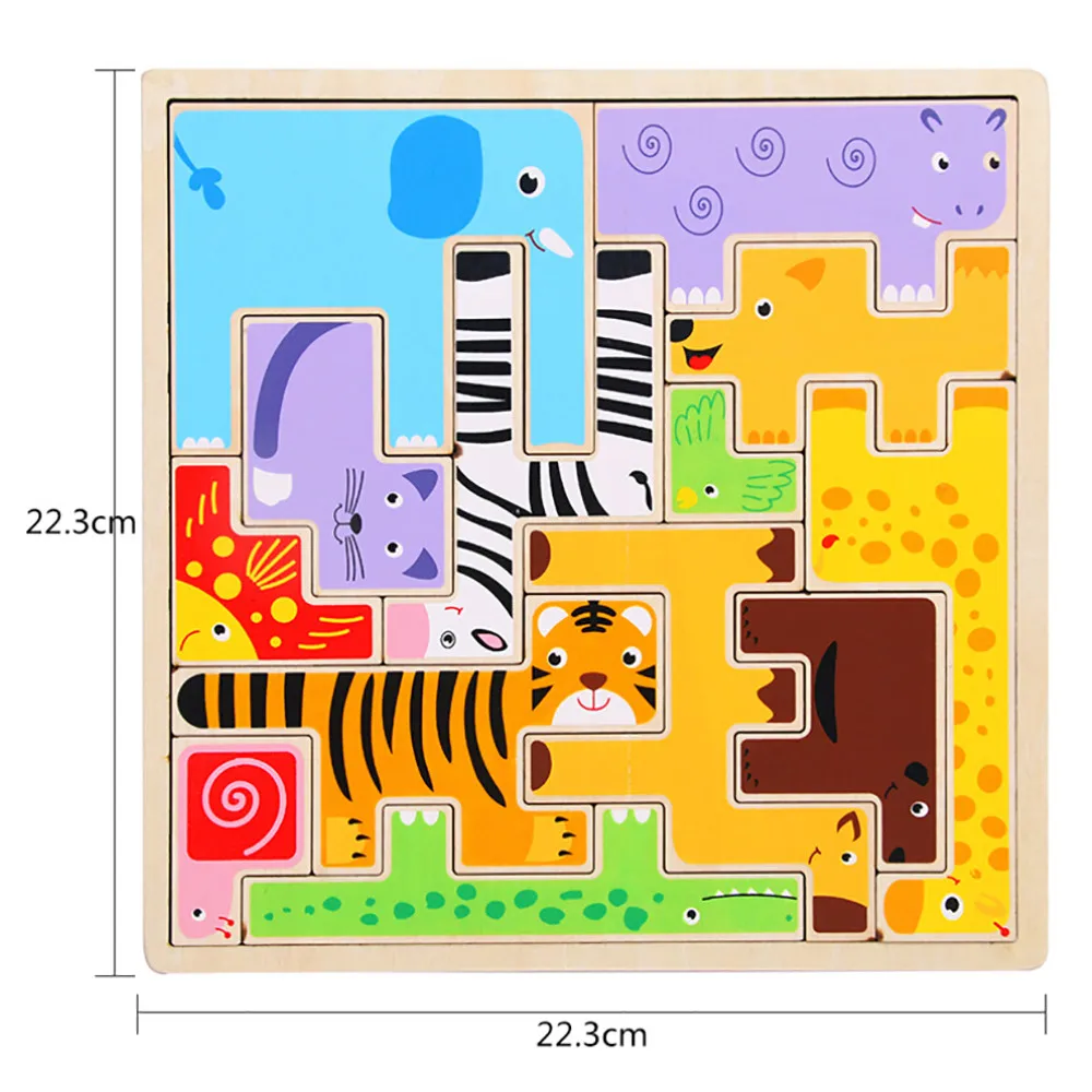 

Wooden Jigsaw Giraffe Animals Block Toys Tetris Game Kids Educational Toys Jan 2