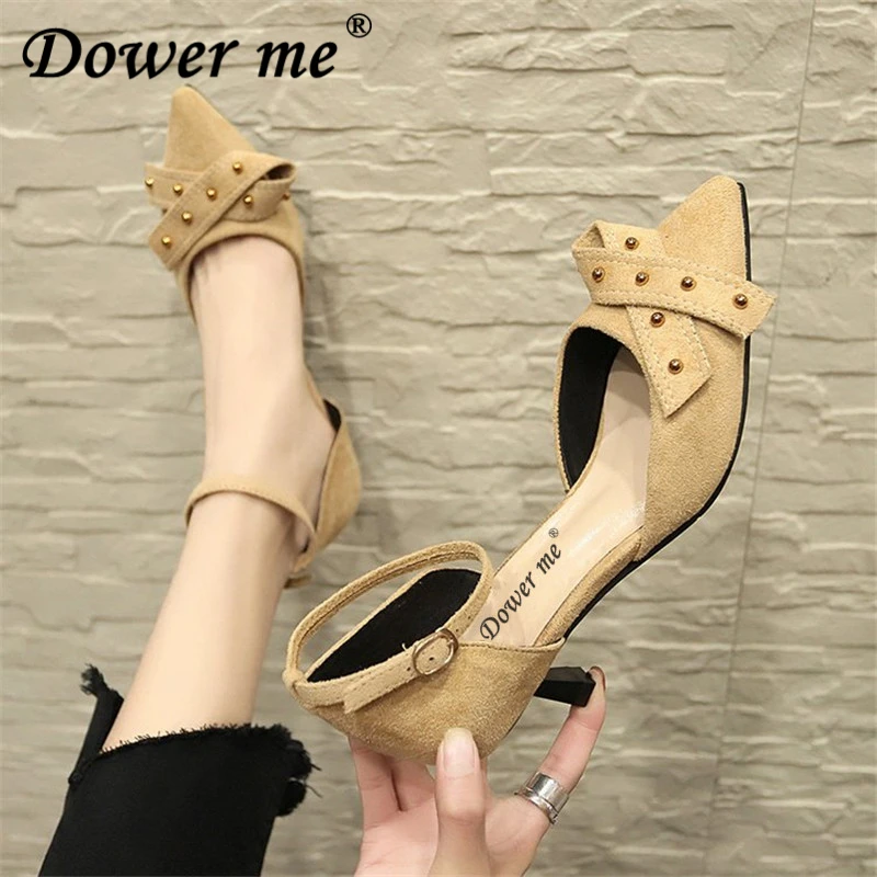 

2019Summer bowknot Women Sandals Kitten Heel Women Mules Pointed Toe Slingback High Heels Sandals Women Fashion low heel sandals