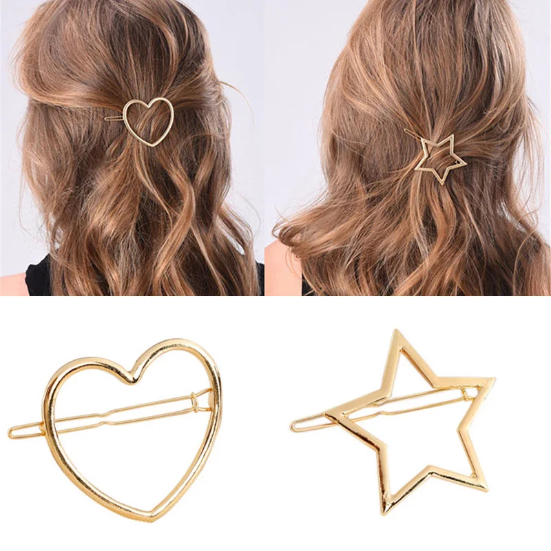 

New Fashion Women Girls Hairpin Star Heart Hair Clip Delicate Hair Pin Hair Decoration Jewelry Accessories