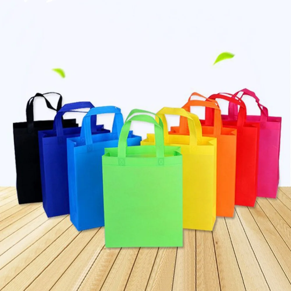 

10PCS/Lot Environmental Storage Bags Non-Woven Fabric Reusable Foldable Tote Bag Grocery Storage Handbag Pouch Organizer Travel
