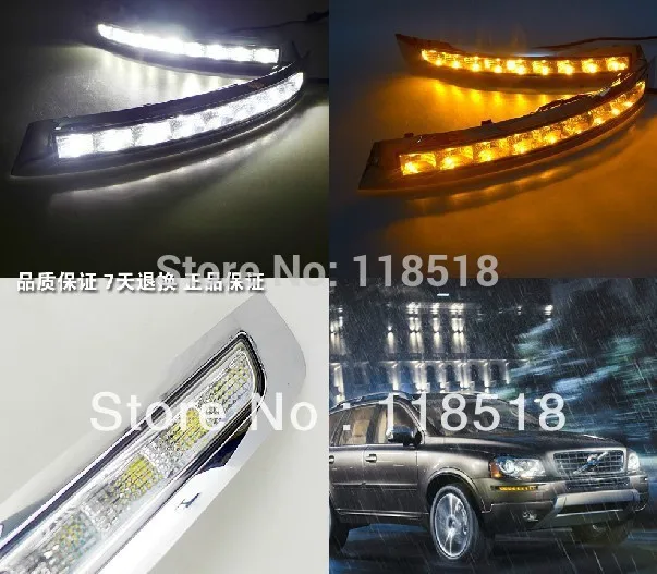 

eOsuns LED daytime running light DRL for volvo xc90 2007-2013 abs with yellow turn singal LED fog lamp, wireless switch