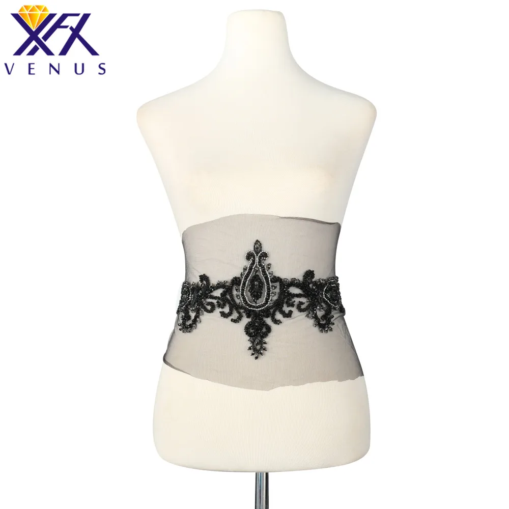 

1 piece Rhinestone Applique Bridal Sash Belt Handmade Wedding Dress Patch Crystal Solid Beaded Dress Trimming Dress Decoration