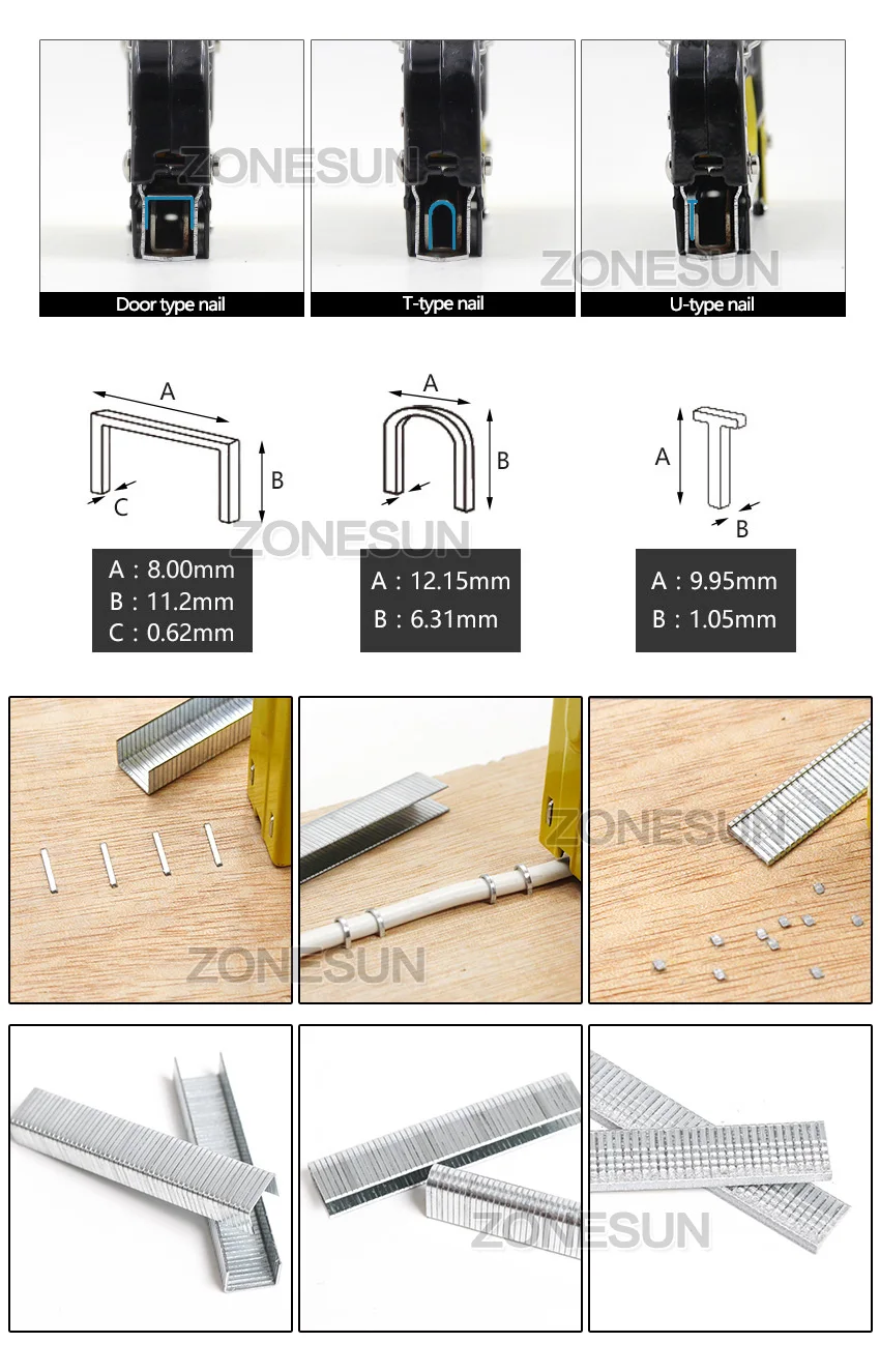 ZONESUN мульти инструмент гвоздь степлер для мебели степлер для деревянной двери обивка обрамление заклепки пистолет комплект гвоздиков заклепки инструмент Nietzange