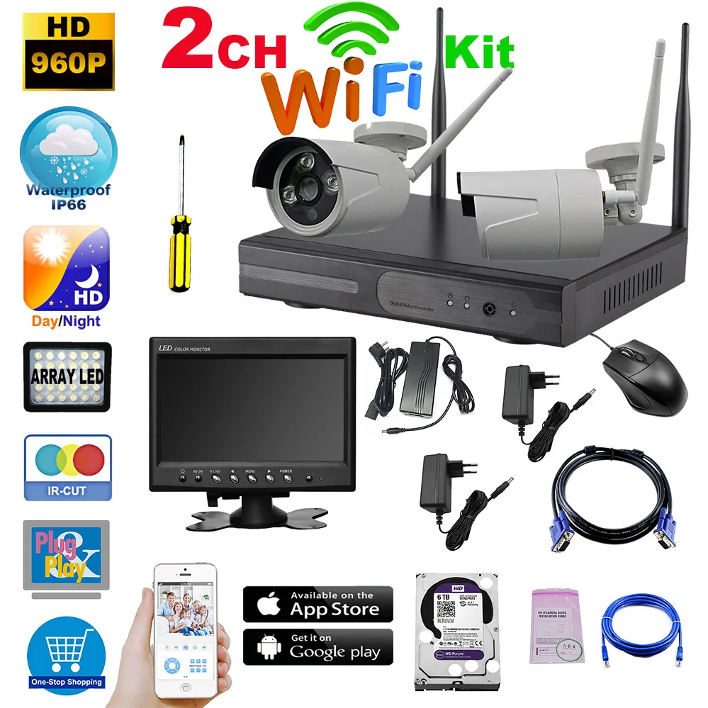 MILEVIEW Официальный Магазин 960 P Экономического WI FI КОМПЛЕКТ Системы NVR + IPC Монитор HDD