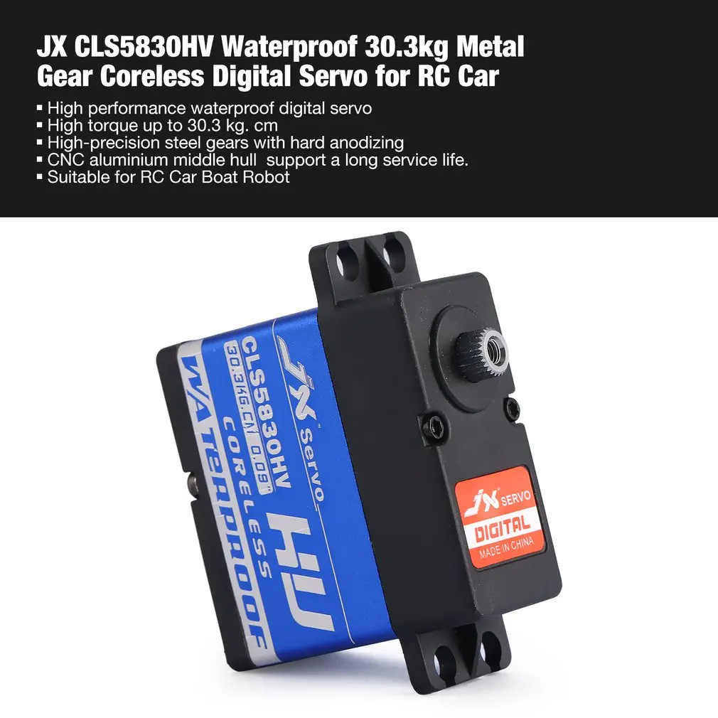 

JX CLS5830HV Waterproof Metal Gear Coreless Digital Servo with 30.3kg High Torque for RC Remote Control Car Boat Robot Model Par