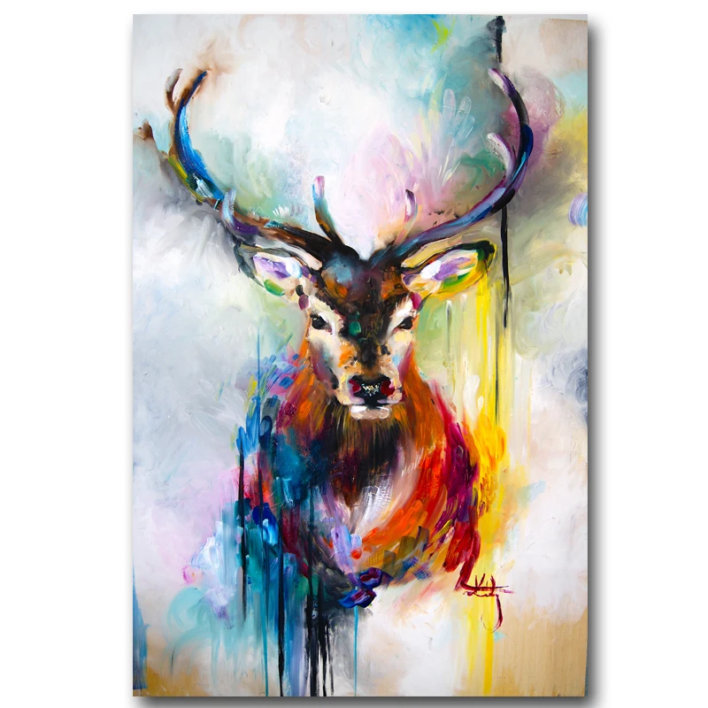 watercolor red deer Canvas Painting Pictures On The Wall Decorative