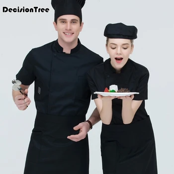 

2020 Unisex Kitchen Cooker Chef Uniforms Bakery Food Service Short Sleeve Breathable Chef Jacket