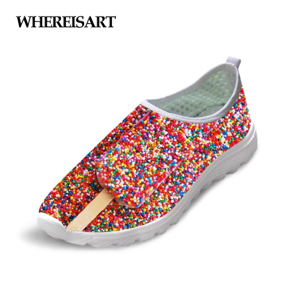 

WHEREISART Flats Colorful Printing Women Shoes Summer Casual Brand Women's Sneakers Flats Beach Loafers Shoes Woman Ladies Mesh