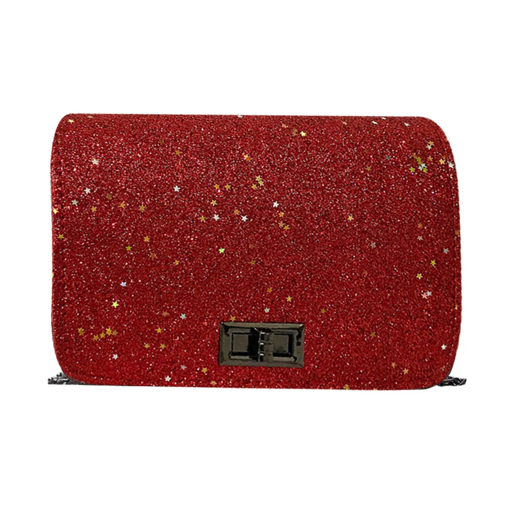 

Women's fashion sequins twist lock diagonal shoulder bag Leather Handbags PU Shoulder Bag Simple clamshell design handbag H30524