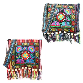 

THINKTHENDO Embroidery Hill Tribe Totes Messenger Tassels Bag Boho Hippie Style