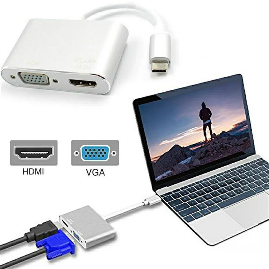 Basix USB Type C hub to HDMI VGA Adapter 5