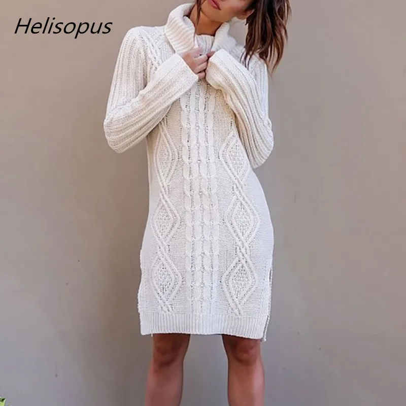 Helisopus Autumn Winter Women's Sweater Dress Warm Long Sweater Women Plus Size Female Pullover Knitted Sweater pull femme hiver Helisopus Autumn Winter Women's Sweater Dress Warm Long Sweater Women Plus Size Female Pullover Knitted Sweater pull femme hiver