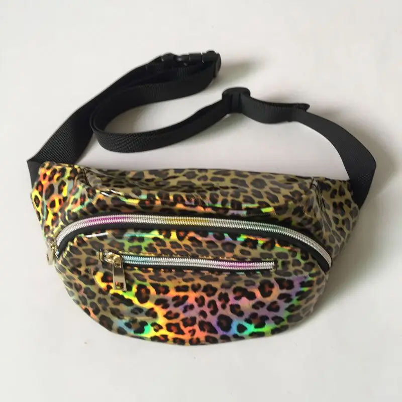 Голографическая поясная сумка женская мода поясная сумка кошелек леопардовый узор бедра пояс нагрудный мешочек