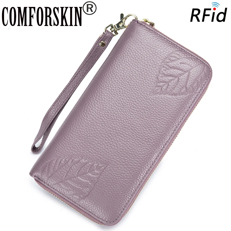 COMFORSKIN Billetera Mujer, натуральная кожа, гарантировано,, хит, модные кошельки, Новое поступление, RFID, тиснение, цветок, женские кошельки