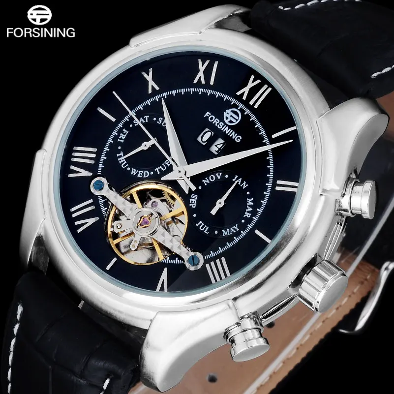 

Forsining Luxury Business Men Vintage Automatic Mechanical Watches Men's Leather Strap Tourbillon Wristwatches Relogio Masculino