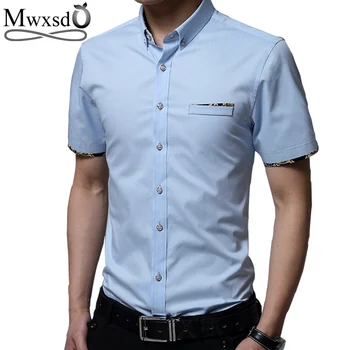 

Mwxsd summer Mens short sleeve Shirt Men Slim Fit cotton shirt Male chemise homme Shirt camisas masculina brand clothing 5xl