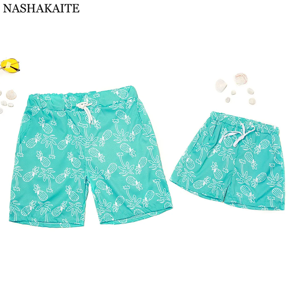NASHAKAITE Dad and Son Matching Clothes Men Swimwear Swim Shorts