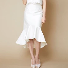 Шикарные модные женские Юбки Русалки на заказ, белые, на молнии, длиной до середины икры, с оборками размера плюс, женские юбки