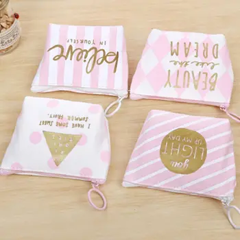

1 Pcs Portable Crystal Powder Purses Small Fresh Powder Mesh Bag Stripe Style Bag Coin Purses Key Packet Creative Wallet