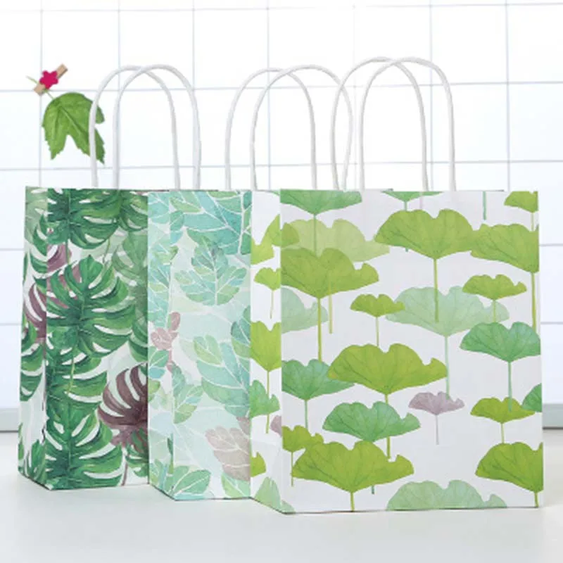 

DoreenBeads ginkgo leaf apricot leaf Paper bag Best Gift Bags Boxes with Plant Pattern for Clothing Wedding Party Packaging 1PC