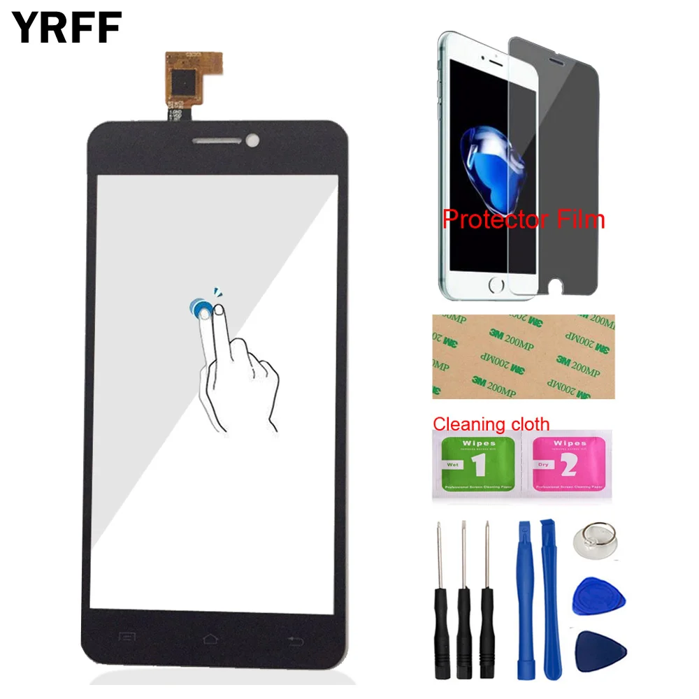 

YRFF 5'' Mobile Front Lens Sensor For Qumo Quest 507 Touch Screen Touch Digitizer Panel Glass Tools Protecotr Film + Adhesive