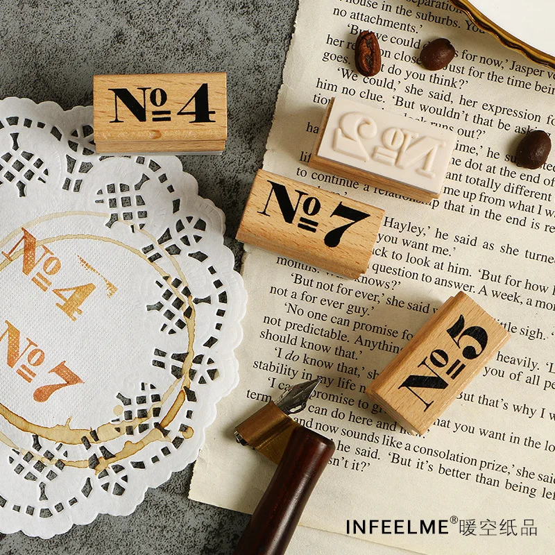 

TUNACOCO Inkpad Number Stamp Seal Sighnet Planner Kawaii Wooden Stamp Bullet Journal DIY Crafts Qt1710118