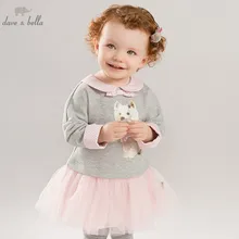 DB8415 dave bella/осеннее детское платье с длинными рукавами; мини-платье для девочек; Детские Вечерние платья на день рождения; сетчатая одежда для малышей