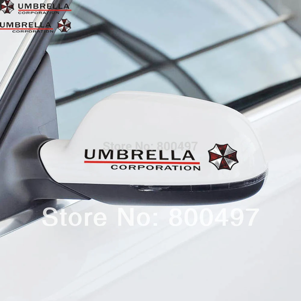 2 x Car Stickers Rear View Mirror Car Reflective Umbrella Decal for