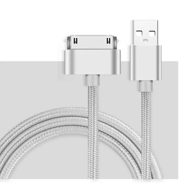 Suptec 30 Булавки USB кабель для iPhone 4S 4 металлический штекер плетеный нейлоновый Провода Зарядное устройство кабель быстрой зарядки синхронизации данных шнур для iPad 3 2 - Цвет: Silver