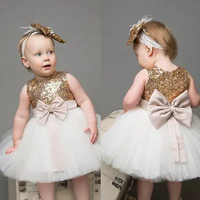 Kids Baby Girl Sequins Princess Dress Flower Bowknot Backless Wedding Party Gown Dresses | Детская одежда и обувь