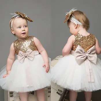 

Sequins Princess Kids Baby Flower Girl Dress Bowknot Backless Wedding Party Gown Dresses