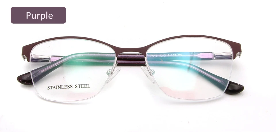 ESNBIE дизайнерские роскошные очки, оправа для женщин, металлические очки, очки для близорукости, оптические очки с полуоправой, lunette de vue femme - Цвет оправы: women glass purple