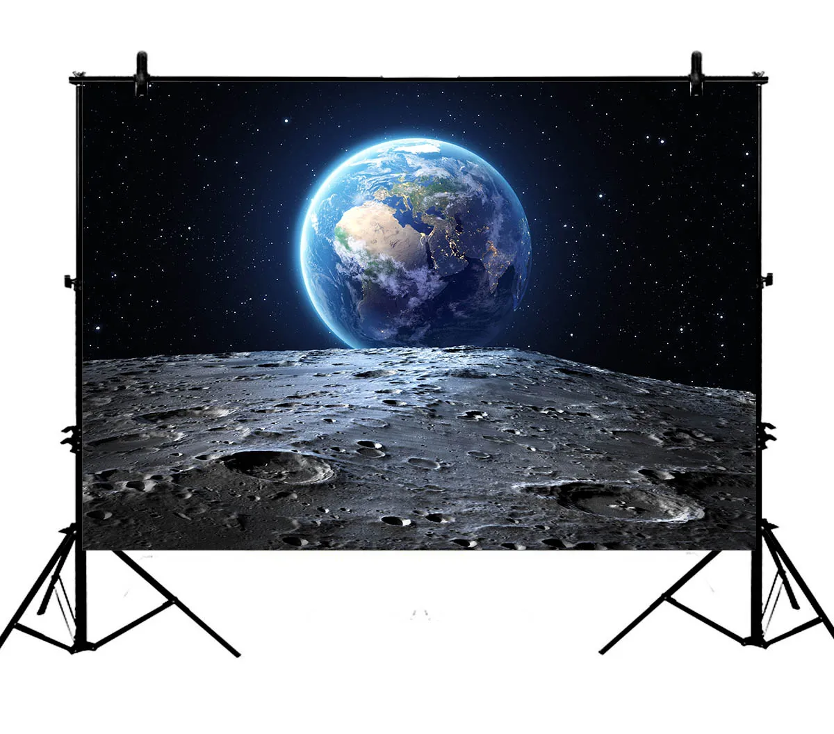 

5x7ft Universe Earth Surface Planet Stars Footprints Outer Space Polyester Photo Background Portrait Backdrop