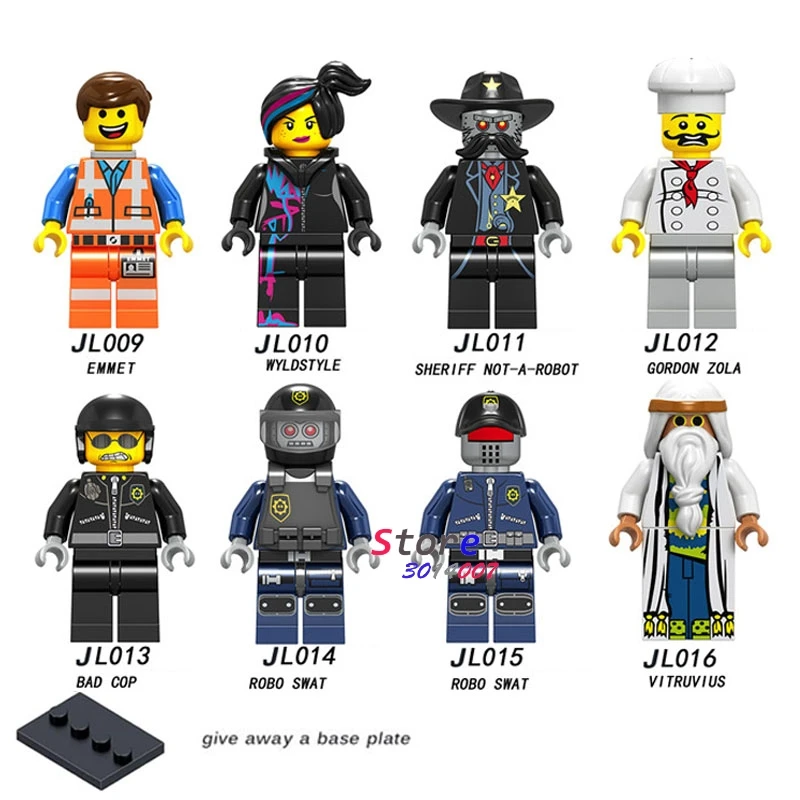 

Single Building Blocks Movie Emmet Wyldstyle Vitruvius Robot Gordon zala sheriff Figure Action toy for children