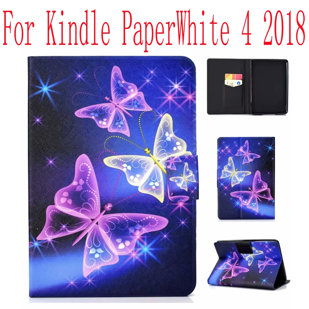 Чехол для Amazon Kindle Paperwhite 4 2018 кожаный чехол книжка с карманом карт 6 дюймов умный