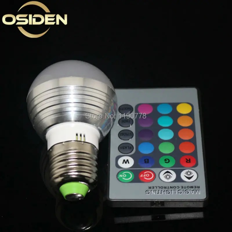 

3W RGB E27 16 Colors LED Light Bulb Lamp Spotlight Led Lighting Bulb 85-265V + IR Remote Control free shipping
