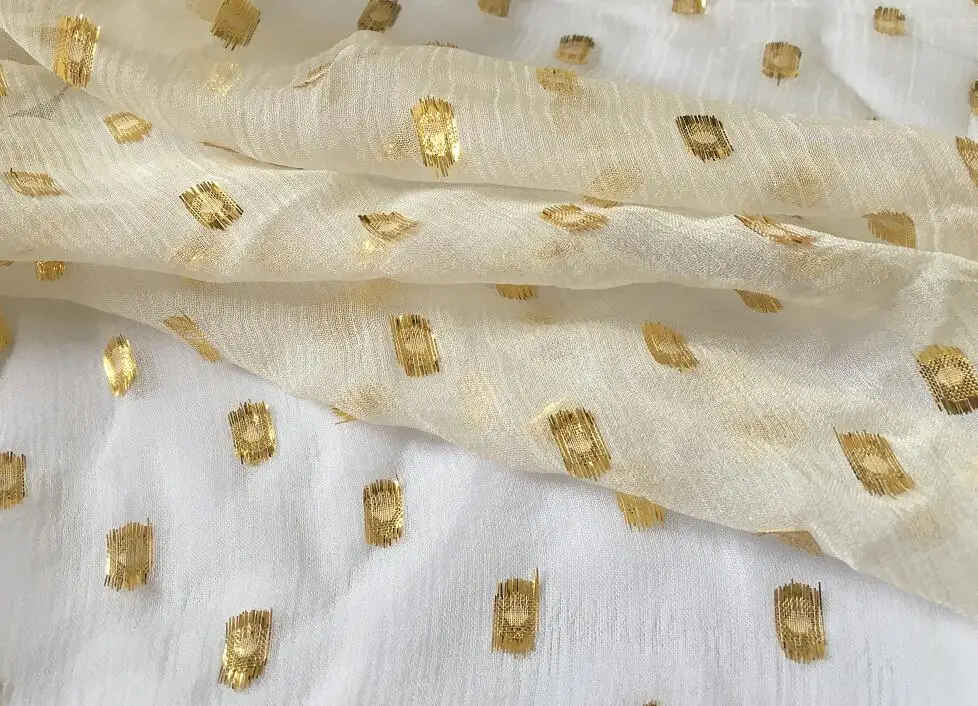 Высокое качество яркая Золотая шелковая юбка из шифона, шарфы, против морщин, ткань, и Изысканная одежда изготовлена из ткани высочайшего качества