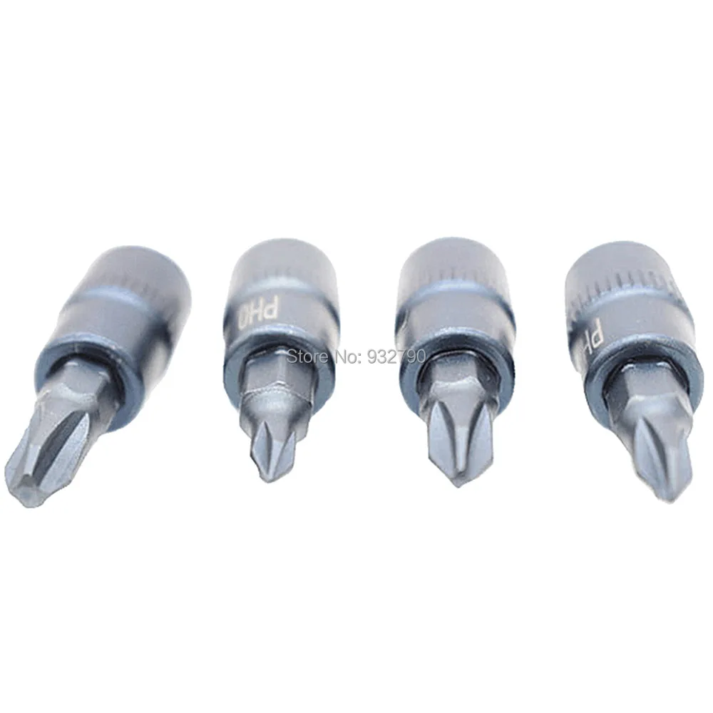 4 шт. отвертка Philips Bit Sockets PH0 PH1 PH2 PH3 Набор отверток хром ванадиевой 1/4 дюймов приводные насадки для отвертки