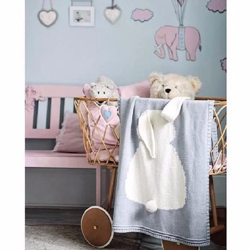 Многофункциональный вязаный игровой коврик с изображением животных, кроликов, детское одеяло, ковер, детская кровать, украшение для комнаты, скандинавский стиль, детский Декор