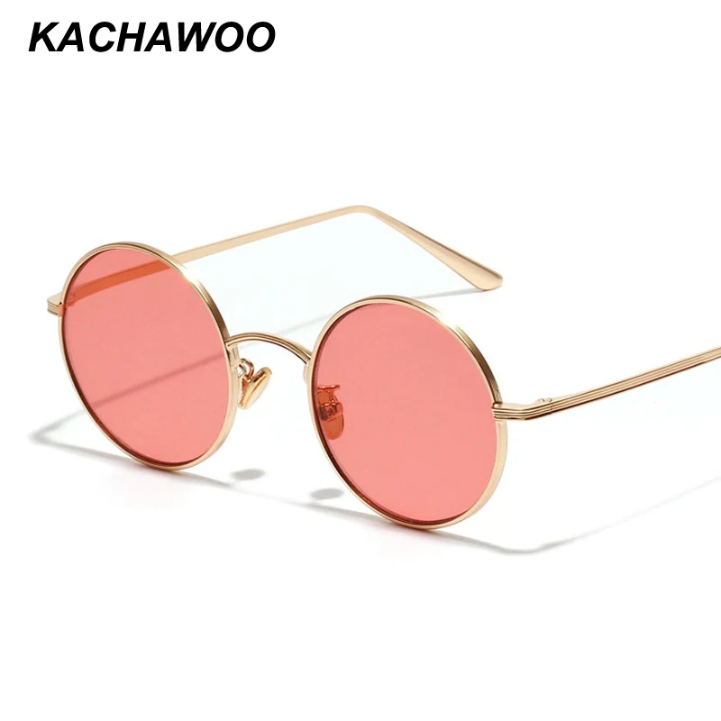 Мужские и женские круглые солнцезащитные очки Kachawoo маленькие в золотистой