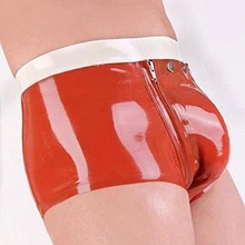 Модные латексные плотные трусы, сексуальные резиновые боксеры шорты с молнией спереди размера плюс