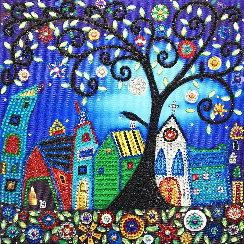 

1Set Tree House 5D Special Shaped Diamond Painting Embroidery Needlework Rhinestone Crystal Cross Craft Stitch Kit DIY
