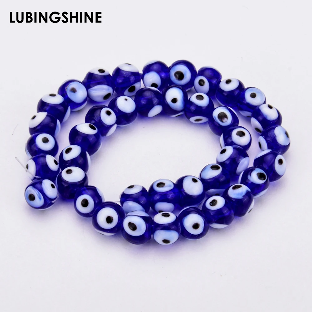 

Round Blue Evil Eye Beads Transparent Glass Spacer Beads for Bracelet Necklace Jewelry Making & DIY Craft Material 8mm 10mm 12mm
