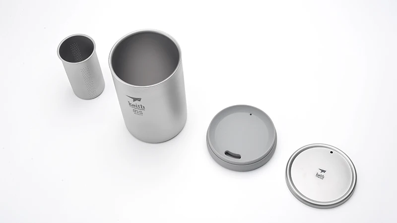 Murada de Titânio Pote com um Keith Titanium Cafeteira Dupla Isolado Café Chá Filtro Cestas 450ml Ti3521 9 Keith titanium cafeteira dupla murada de titânio