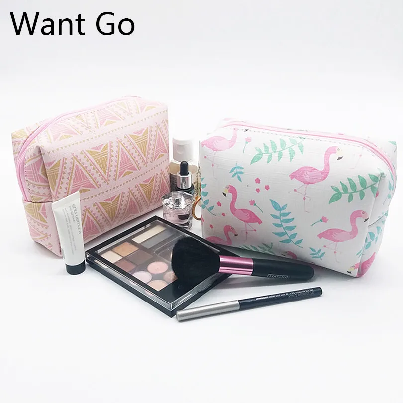 

Want Go Preppy Style Students Make-Up Bag Waterproof Women Cosmetic Bag Pu Leather Travel Toiletry Organizer Bag Vanity Neceser