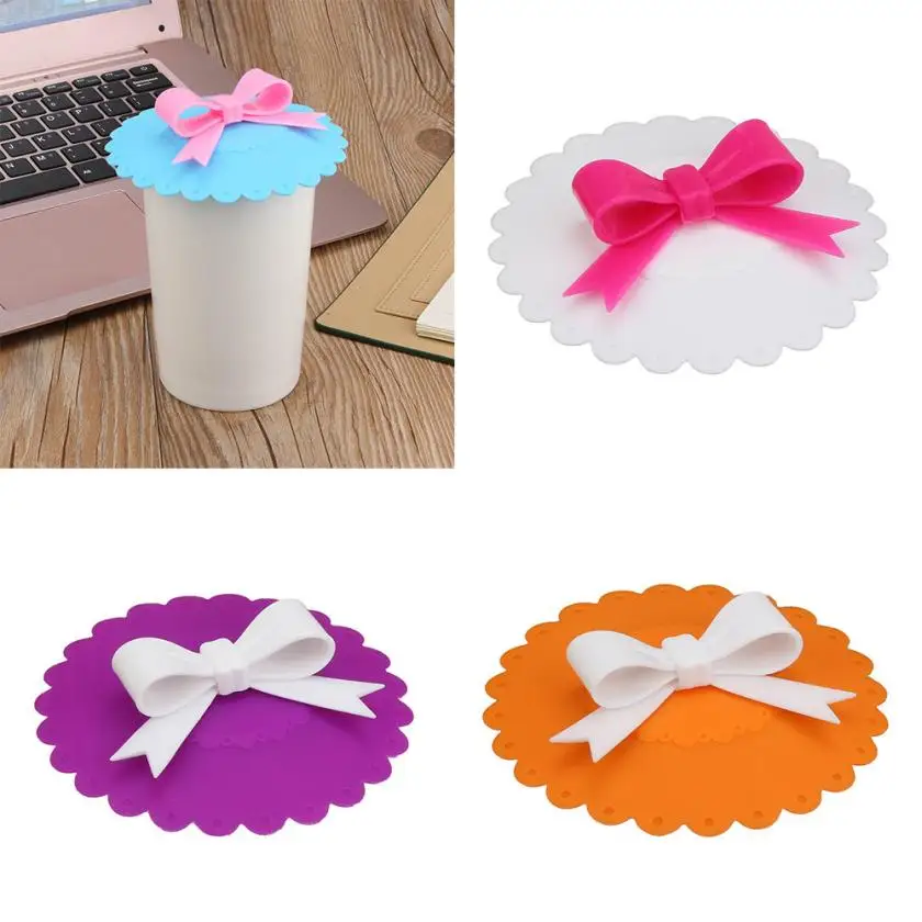 

Hot Kawaii Bow Onion Lace Dust Reusable Silicone Cover Cup Thermal Insulation Cup Seal Silicone Cover Pouch Silicone Cover Aug8