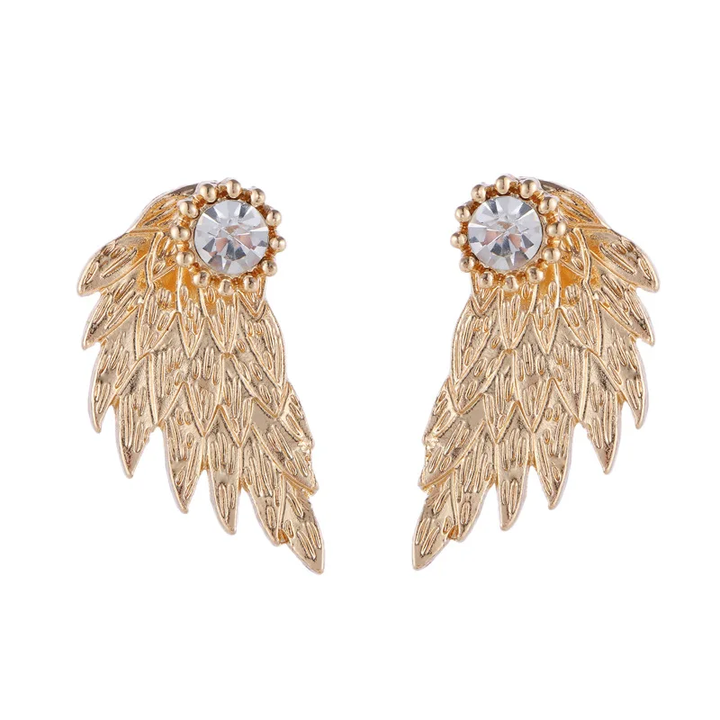 Серьги гвоздики с крыльями ангела и кристаллами|angel wing stud earrings|stud earringswings earrings |