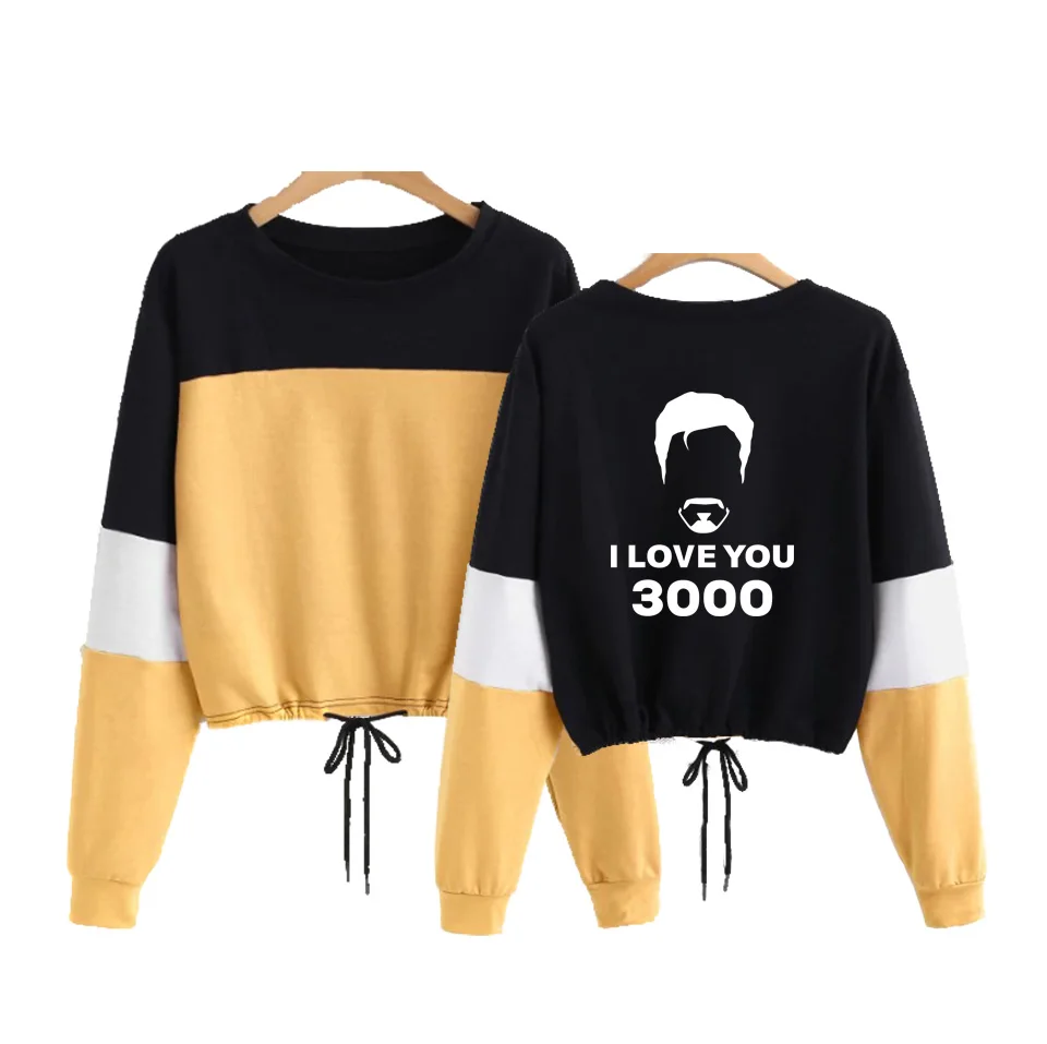 Drop shopping 2019 I Love You 3000 Avengers:Endgame O Neck CONTRAST COLOR Long Sleeve Rope Sweatshirts Women Sweatshirt Crop Top Drop shopping 2019 I Love You 3000 Avengers:Endgame O Neck CONTRAST COLOR Long Sleeve Rope Sweatshirts Women Sweatshirt Crop Top